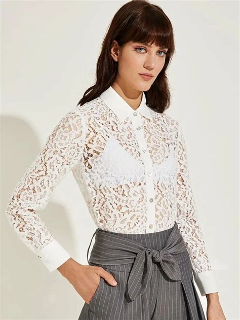 women premium button front sheer lace blouse without bra sheer lace blouse lace blouse sheer
