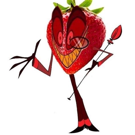 A Drawing Of A Strawberry With An Angry Face And Two Arrows Sticking
