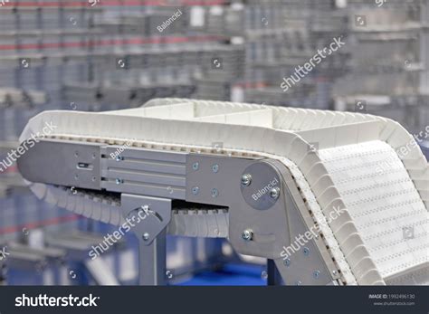 White Plastic Conveyor Belt Going Factory Stock Photo 1992496130