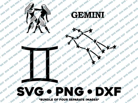 Gemini Zodiac Bundle SVG PNG DXF Cut File Cricut Silhouette Etsy