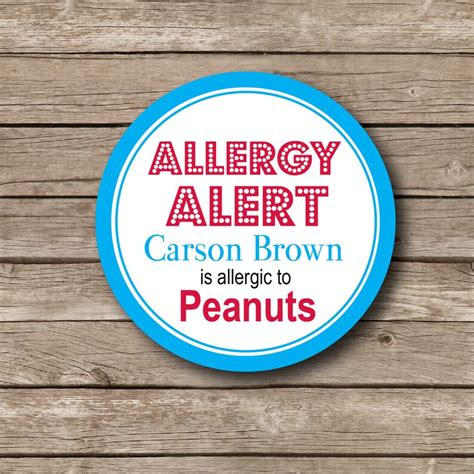 Personalized Allergy Alert Labels Custom Allergy Stickers Etsy