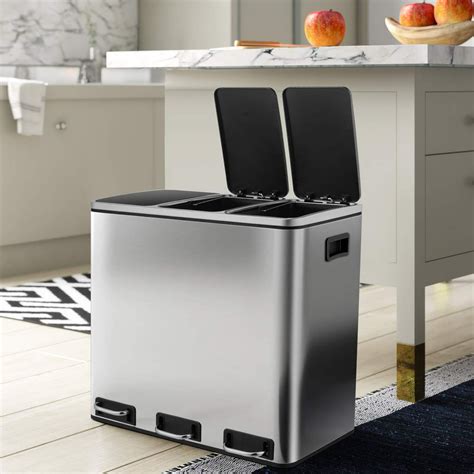 Gartio 143 Gal Stainless Steel Trash Can 3 Compartment Classified