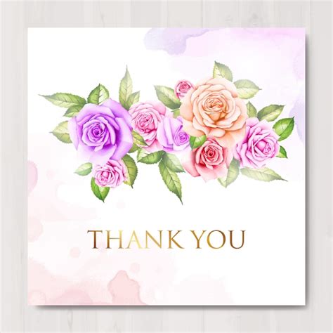 Premium Vector Watercolor Floral And Leaves Thank You Card