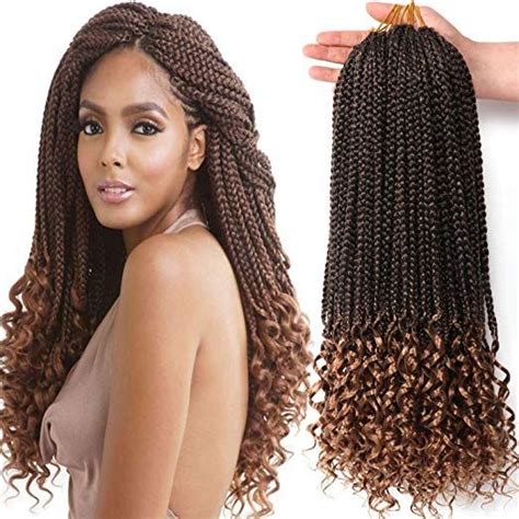 7 Packs 18 Inch Crochet Box Braids Hair With Curly Ends Prelooped