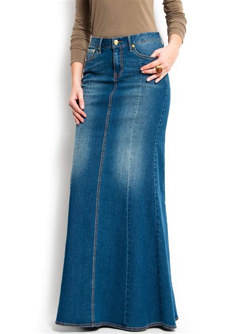 A Line Shaped Maxi Skirt Women Mango Long Denim Skirt Long Jean Skirt Denim Fashion