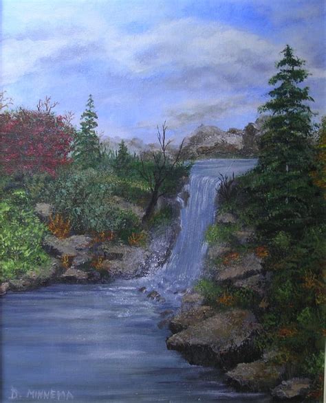 Mountain Waterfall Painting By Debora Christy Fine Art America