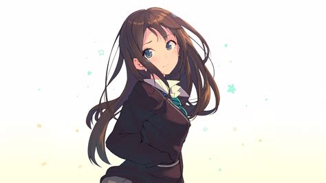 Anime Girl With Long Brown Hair And Brown Eyes Hd Wide