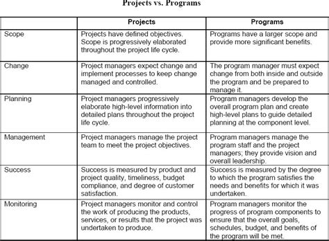 difference between project and program