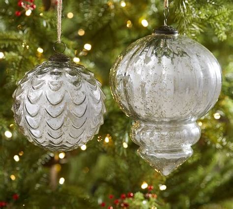 Oversized Silver Mercury Glass Ornaments Pottery Barn