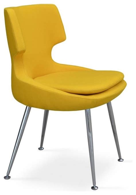 Our trendy dining chairs in set of 2 add stylish intrigue to your dining room and kitchen area. Upholstered Chair in Yellow - Contemporary - Dining Chairs ...