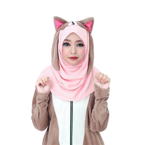 Hijab Girl Wearing Cat Costume Ai Generated Headscarf Girl Ai