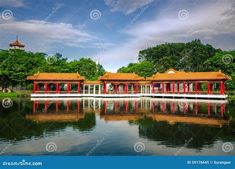 Scenic Chinese Garden Temple Stock Image Image Of Religious Building