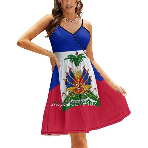 haiti sling dress summer dress sling sexy a line dress fashion female dress haiti haiti flag