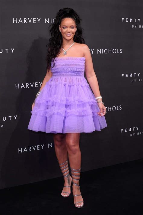Rihanna In A Purple Dress At The Fenty Beauty Launch Party In London