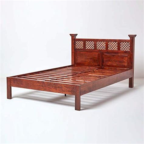 Buy Homescapes Takhat Dark Wood Double Bed Frame 100 Solid Sheesham