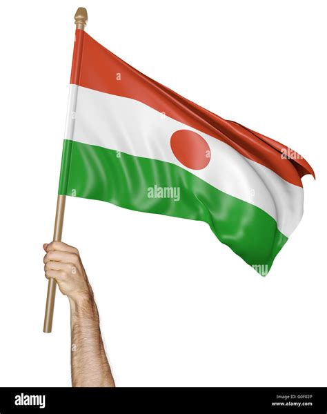 Hand Proudly Waving The National Flag Of Niger 3d Rendering Stock