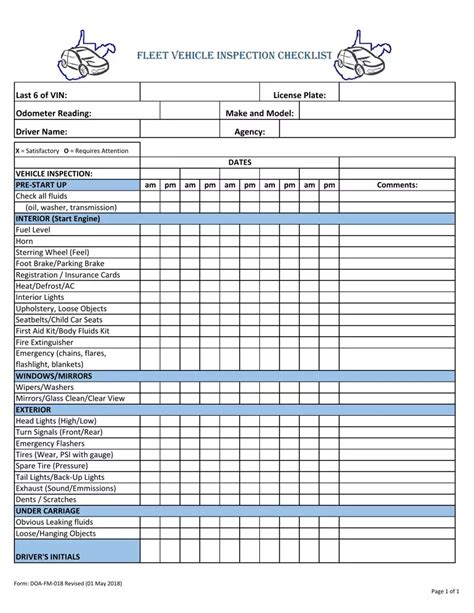 Fleet Vehicle Inspection Form ≡ Fill Out Printable Pdf Forms Online