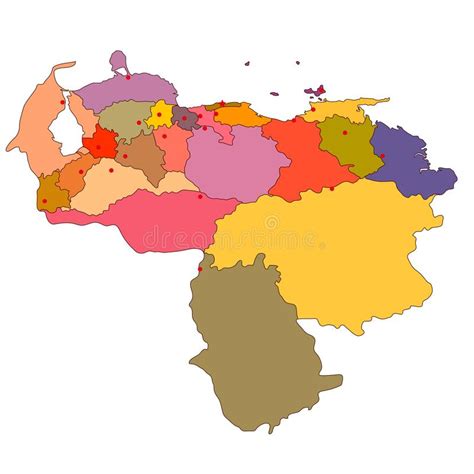 Cartina Politica Vettoriale Del Venezuela Illustrazione Vettoriale