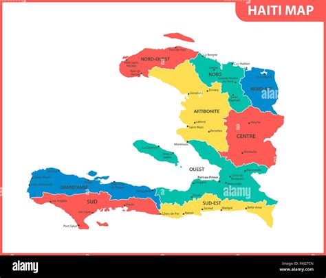 the detailed map of haiti with regions or states and cities capital administrative division