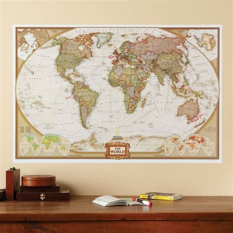 Repositionable World Map Earth Toned National Geographic Store