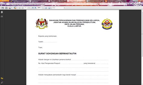 Contoh Surat Pengesahan Pemastautin Selangor Borang Permohonan