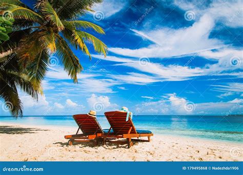 Two Chairs On The Tropical Beach Stock Photo Image Of Shore Rest