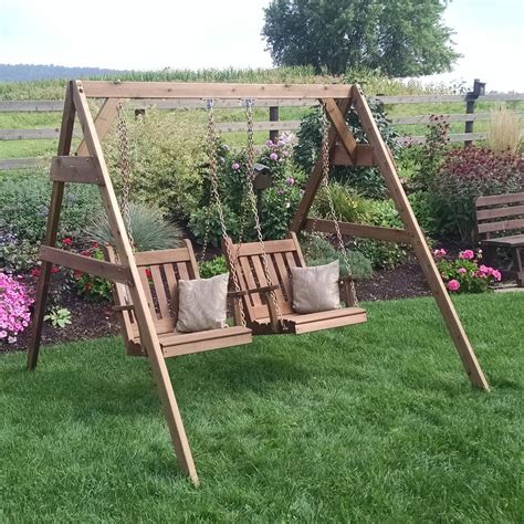 A & L Furniture Western Red Cedar A-Frame Swing Stand for Swing or ...