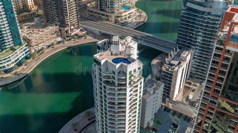 Dubai Marina Waterfront And City Promenade Timelapse From Above