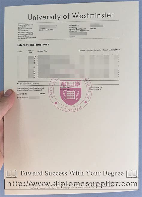 University Of Westminster Fake Transcript Sample Fake Certificate