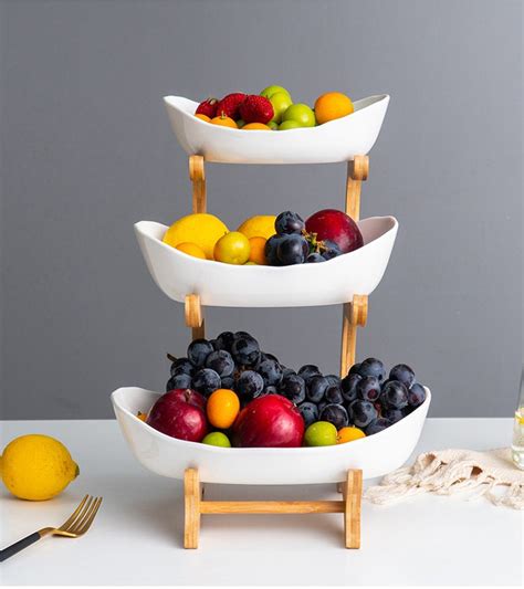 Wooden Fruit Bowl Stand White Modern Fruit Bowl With Stand Etsy