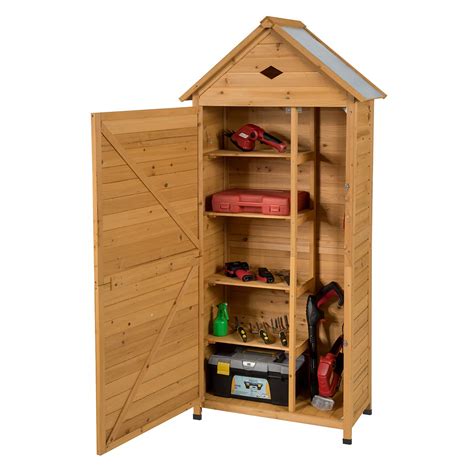Buy Tangzon Wooden Garden Storage Shed 5 Shelves Tool Storage Cabinet