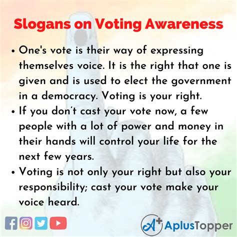 Slogans on Voting Awareness | Unique and Catchy Slogans on Voting Awareness in English - A Plus 