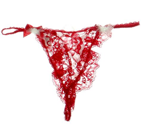 Shirley Of Hollywood Red Lace Thong Panty Feather Bow Womens Lingerie One Size Ebay