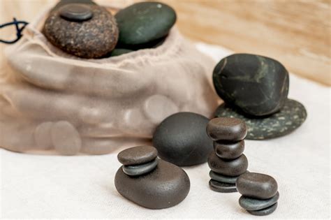 premium photo set of massage stones