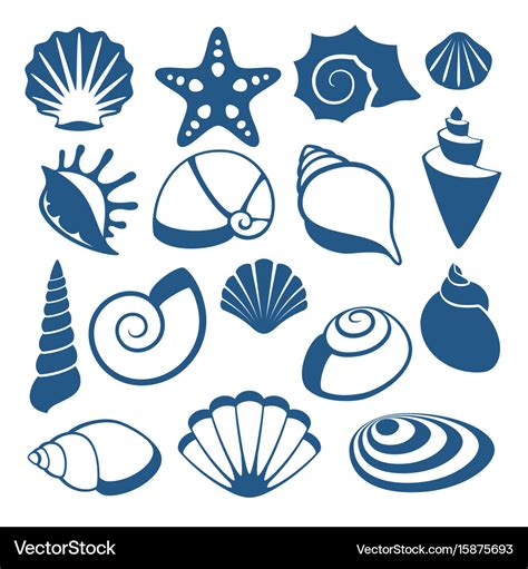 Sea Shell Silhouette Icons Royalty Free Vector Image