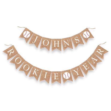 Rookie Of The Year First Birthday Burlap Bunting Banner Etsy