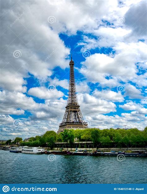 Eiffel Tower Across The River Seine In Paris France Stock
