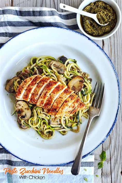 We had a whole discussion on which. Pesto Zucchini Noodles with Chicken | EAT