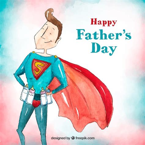 Free Vector Fathers Day Background With Super Dad