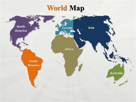 This is your chance to learn the 5 oceans, 7 continents and layers of the earth and atmosphere. World With Continents PowerPoint Map, PPT World Map Continents