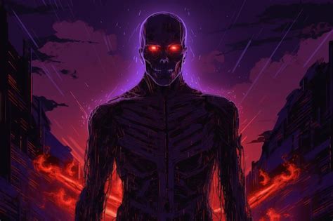 Premium Ai Image An Illustration Of A Skeleton With Glowing Eyes