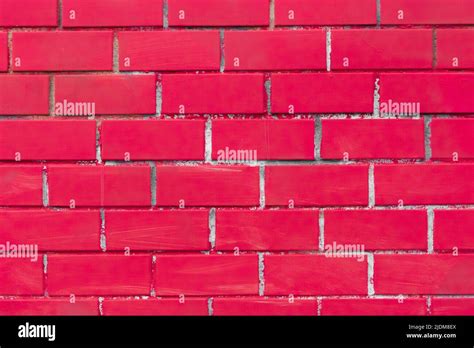 Old Red Paint Brick Wall Texture Stone Color Background Rough Stock