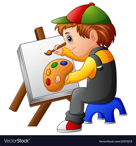 Cartoon Boy Painting Royalty Free Vector Image