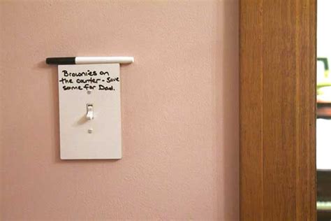 Remove the old light switch cover using a flat tip screwdriver. 16yr old's dry-erase light switch cover goes to ...