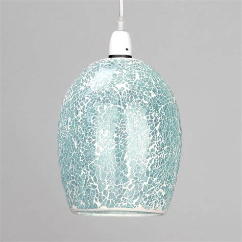 Suitable for use with a ceiling fix and a lamp base,due to the layers of materials used in making this shade, the lining does not allow the light to shine see all condition definitions ： main colour: Tate Crackle Glass Easy to Fit Ceiling Light Shade - Teal ...