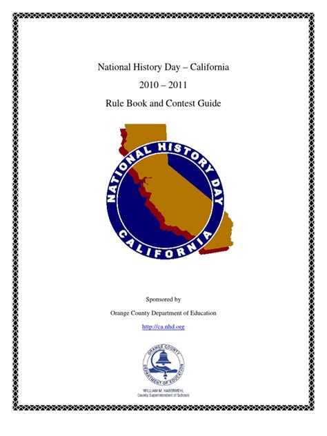 National History Day California 2010 2011 Rule Book And Contest