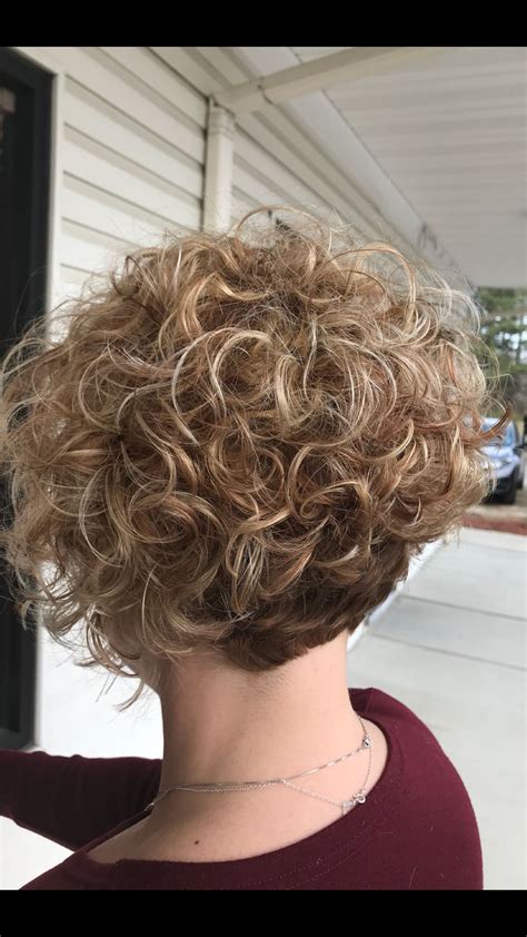 Short Curly Angled Bob With Root Shadow And Blonde Balayage Short