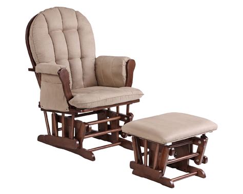 Some rocking chairs can be locked in place, which makes it easier for you to stand up while holding a baby. Rocker and Ottoman: Comfort and Style from Sears