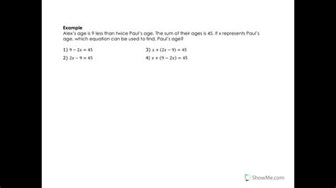 Matching Equations To Word Problems Youtube