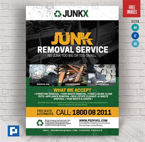 Junk Removal Company Flyer Psdpixel